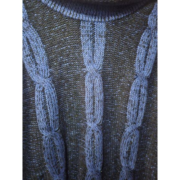 Notations Blue Black Knit Cowl Neck Midi Sweater 3/4 Sleeves XL - Picture 4 of 10